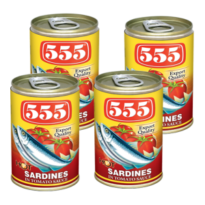 555 SARDINE IN TOMATO SAUCE HOT-4x155GM