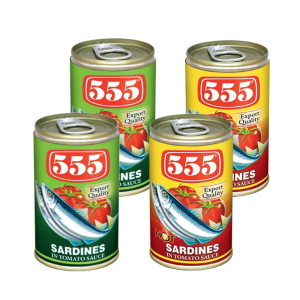 555 SARDINES IN TOMATO SAUCE HOT/REG ASSORTED-4x150gm