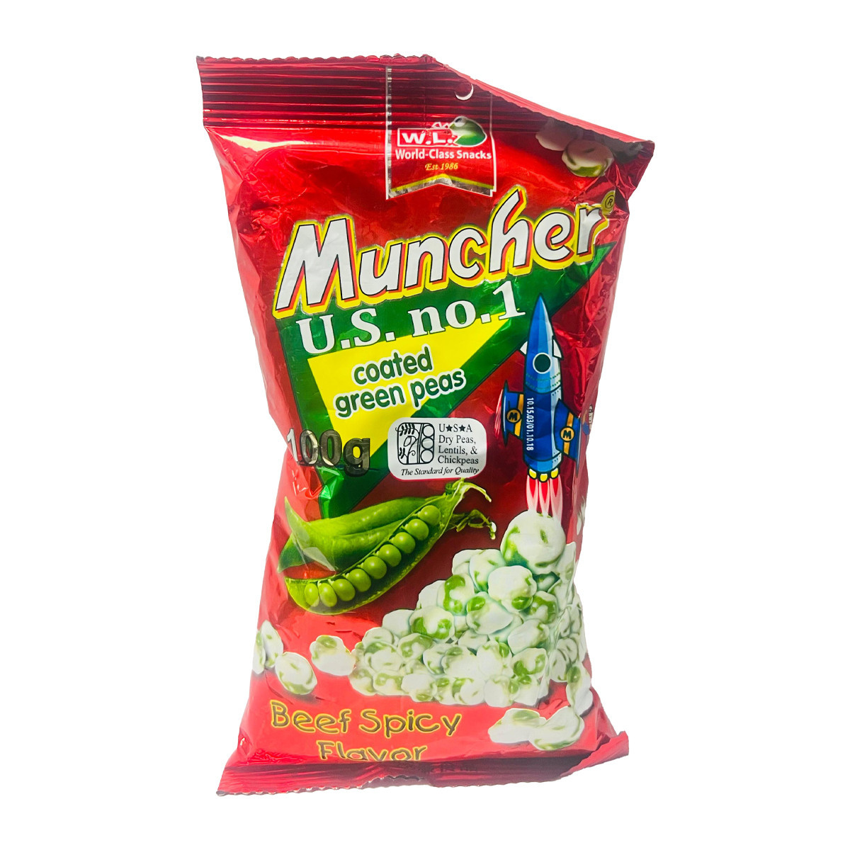 WL MUNCHER GREEN PEAS BEEF SPICY-100GM