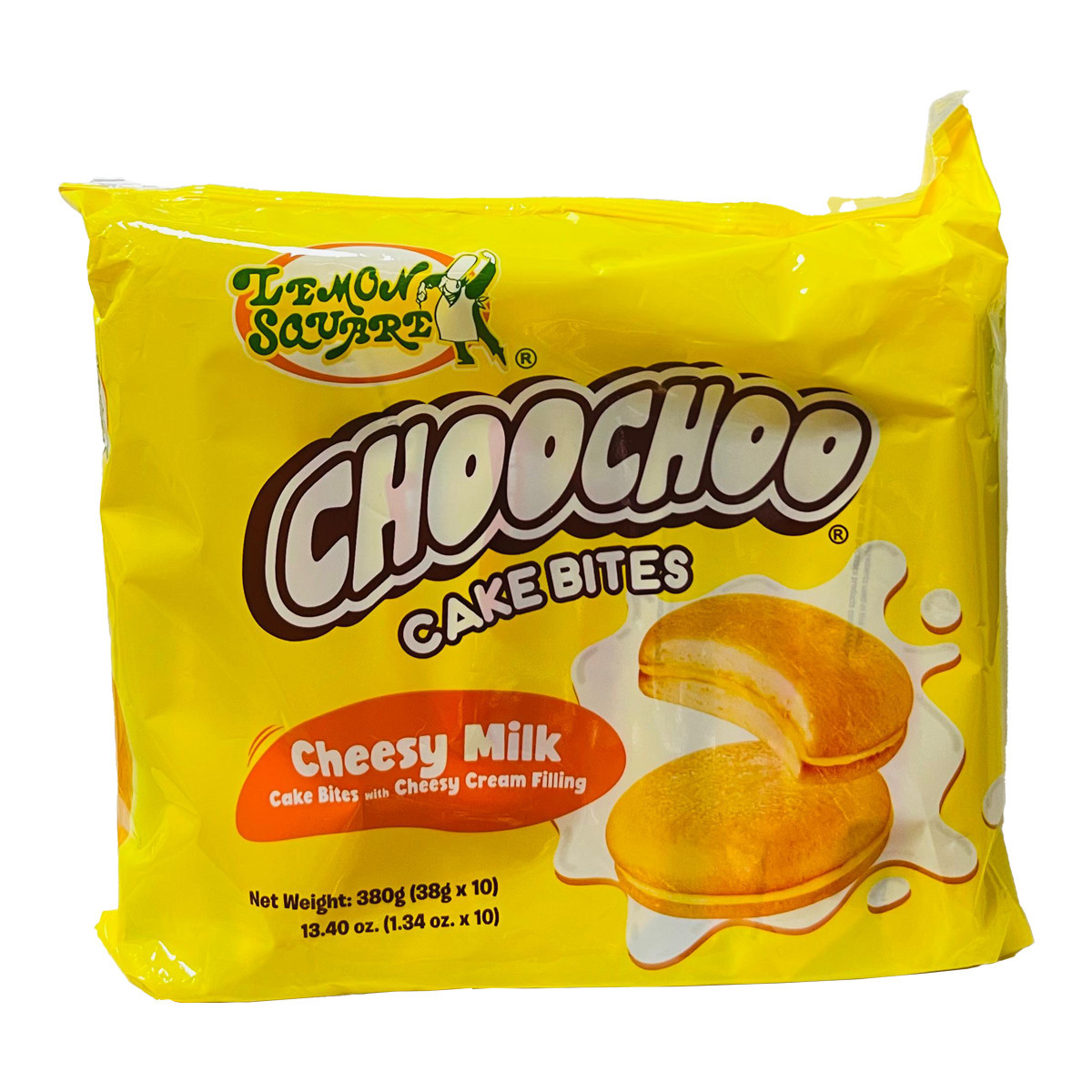 LEMON SQUARE CHOOCHOO CAKE BITES CHEESY MILK-10X38GM